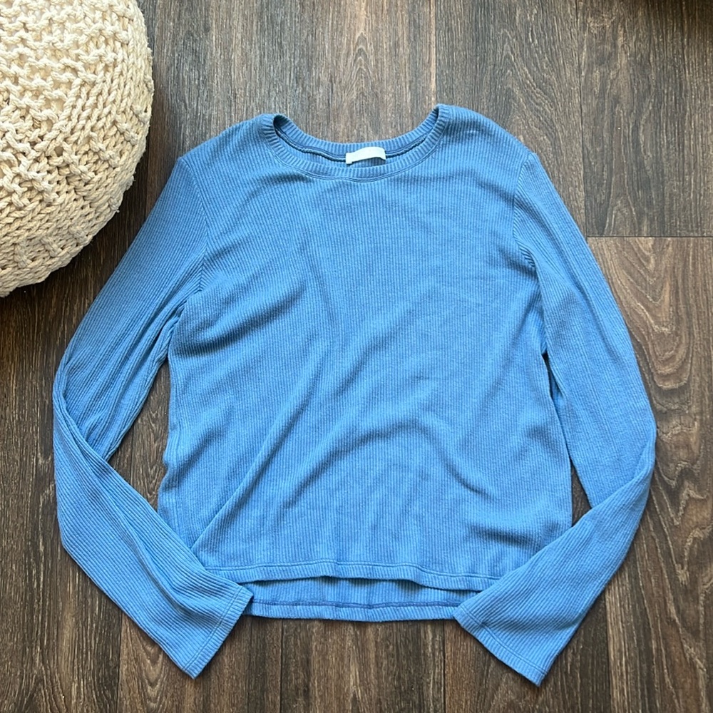 Sablyn Blue Ribbed Long Sleeve
